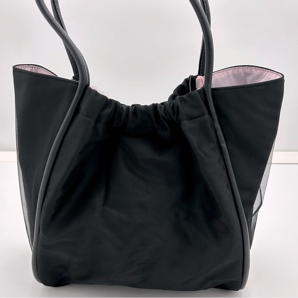 Victorias Secret VS Tote Shoulder Bag Size M Snap Flowers Tulle Pink Black NWT - Picture 3 of 13